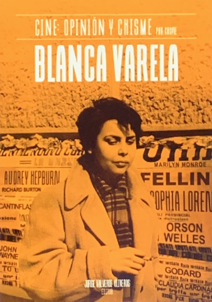 Portada de libro con retrato de mujer y títulos Cine: opinión y chisme, Blanca Varela