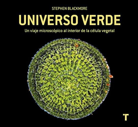 Libro Universo Verde de Stephen Blackmore, portada verde con célula vegetal