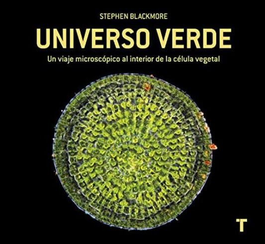 Libro Universo Verde de Stephen Blackmore, portada verde con célula vegetal