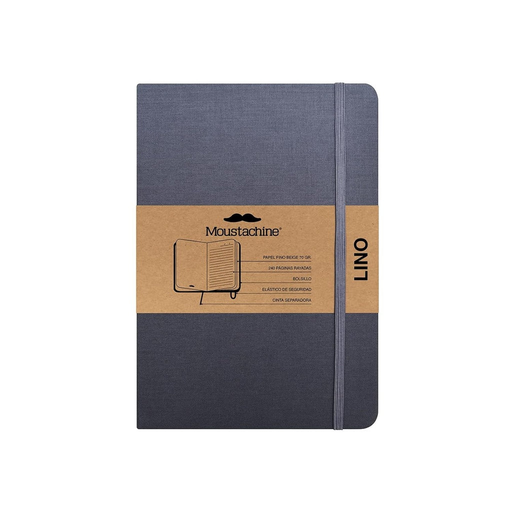 Moustachine classic linen hardcover - Grey lined medium