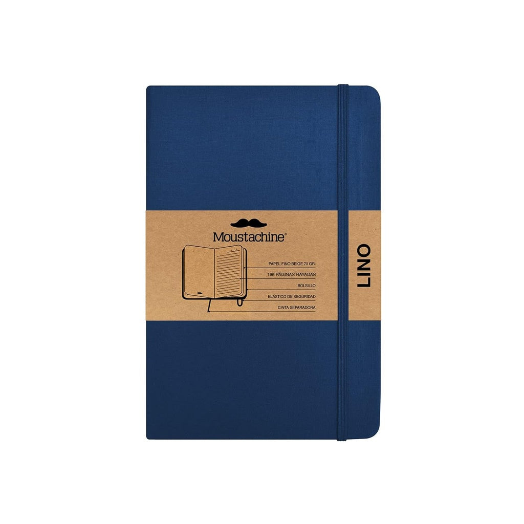 Moustachine classic linen hardcover - Dark blue lined pocket