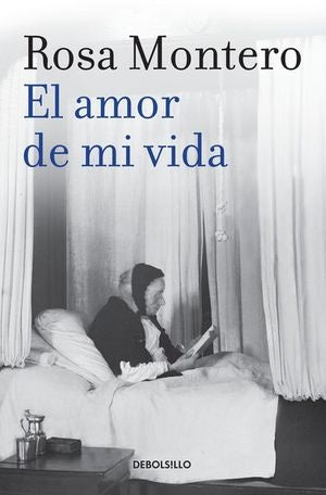 Libro El amor de mi vida de Rosa Montero, portada con mujer leyendo y cortinas