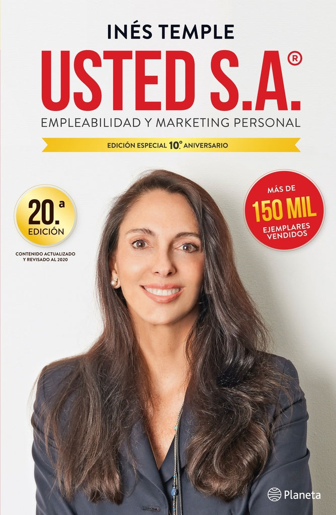 Portada de libro USTED S.A., con retrato femenino y tipografía roja.