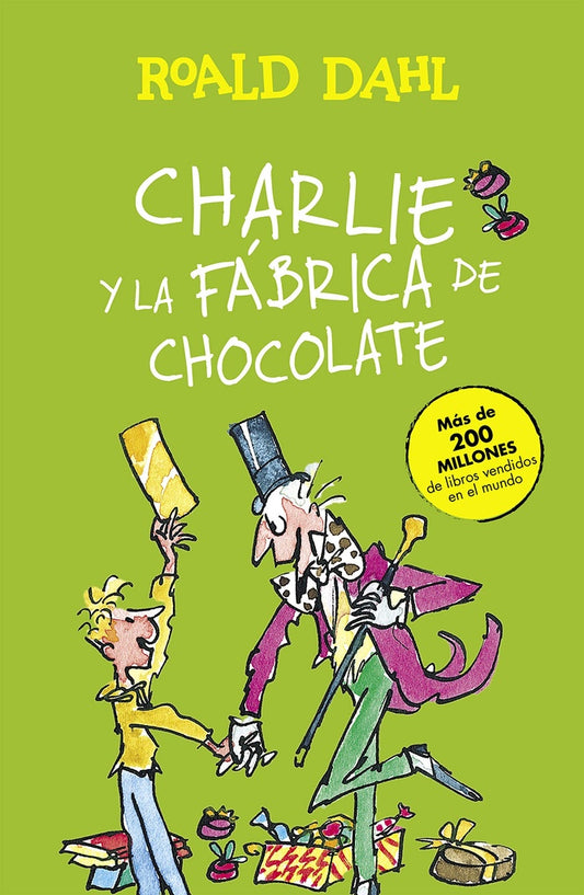 Portada de libro infantil con ilustración y título “Charlie y la fábrica de chocolate”