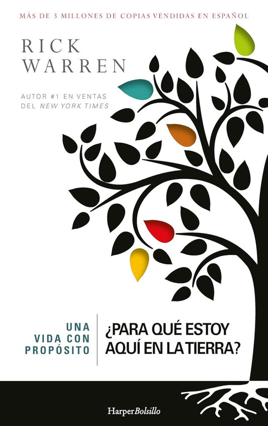Libro Una vida con propósito, portada con árbol y hojas, autor Rick Warren.