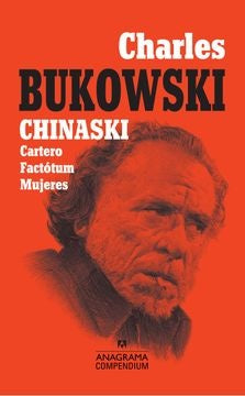 Portada de libro con retrato de Charles Bukowski y tipografía en rojo