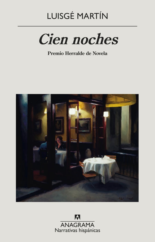 Libro Cien noches, portada con título y autor Luisge Martín, ilustración interior nocturna