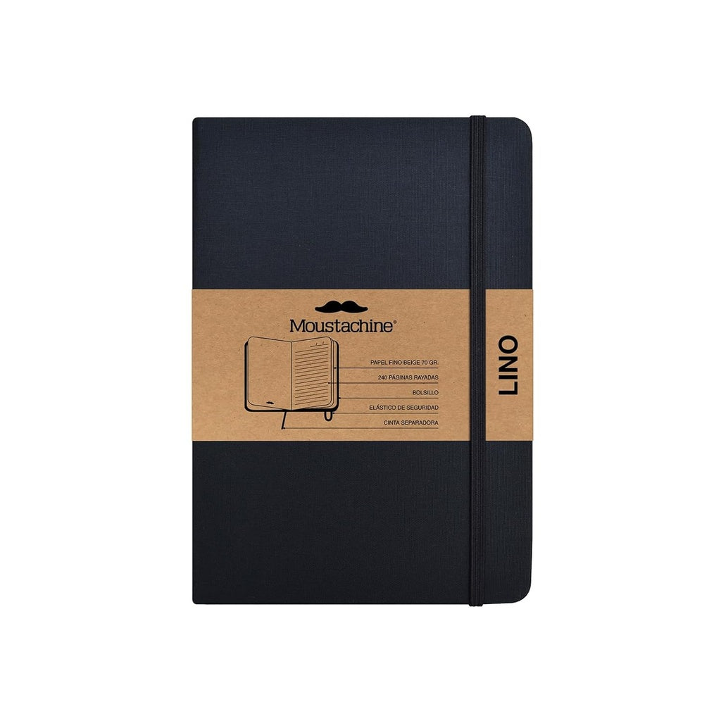 Moustachine classic linen hardcover - Black lined medium