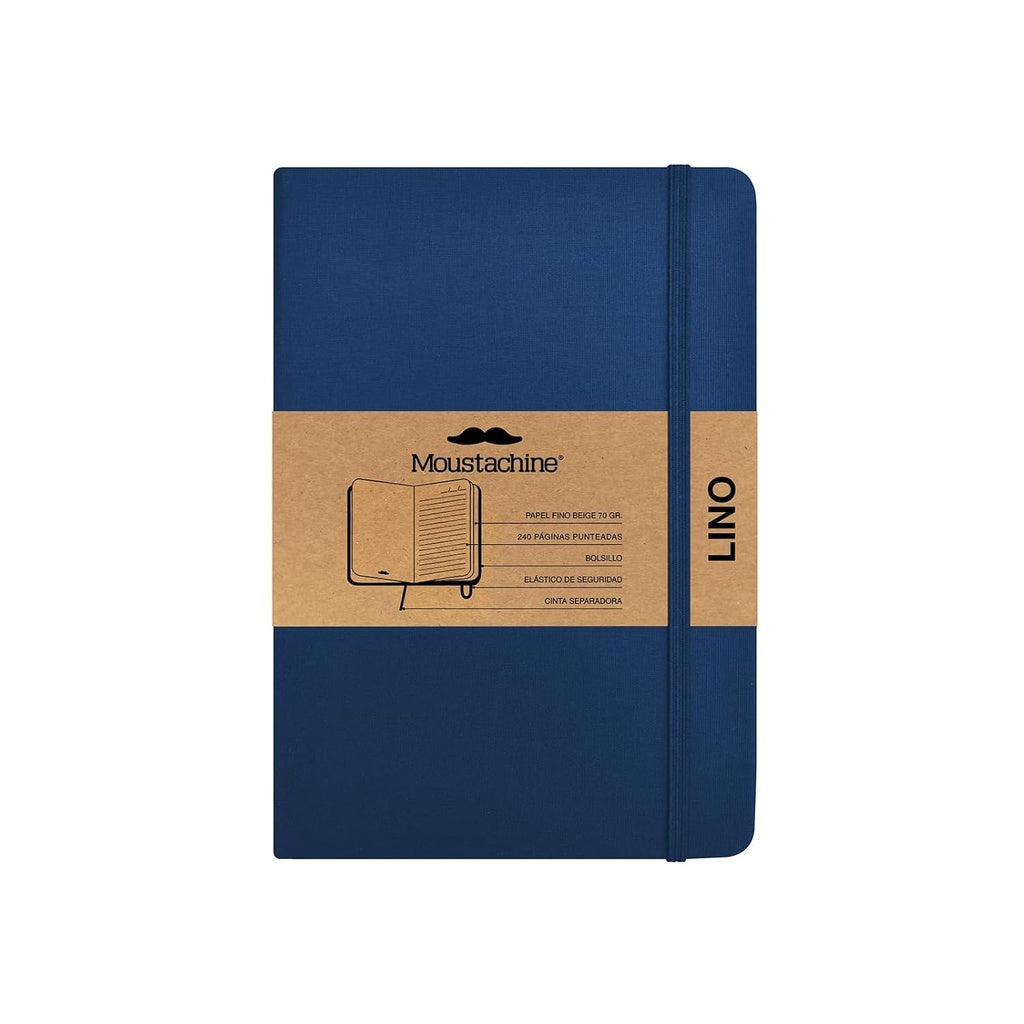 Moustachine classic linen hardcover - Dark blue lined medium