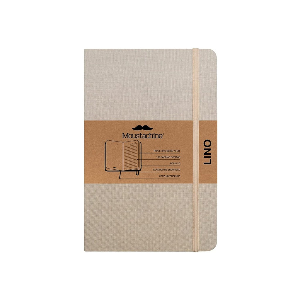 Moustachine classic linen hardcover - Light tan lined pocket