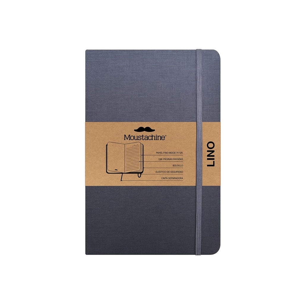 Moustachine classic linen hardcover - Grey lined pocket