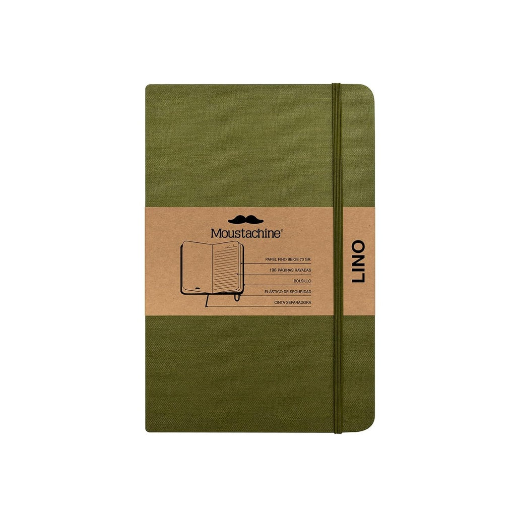 Moustachine classic linen hardcover - Military green lined pocket