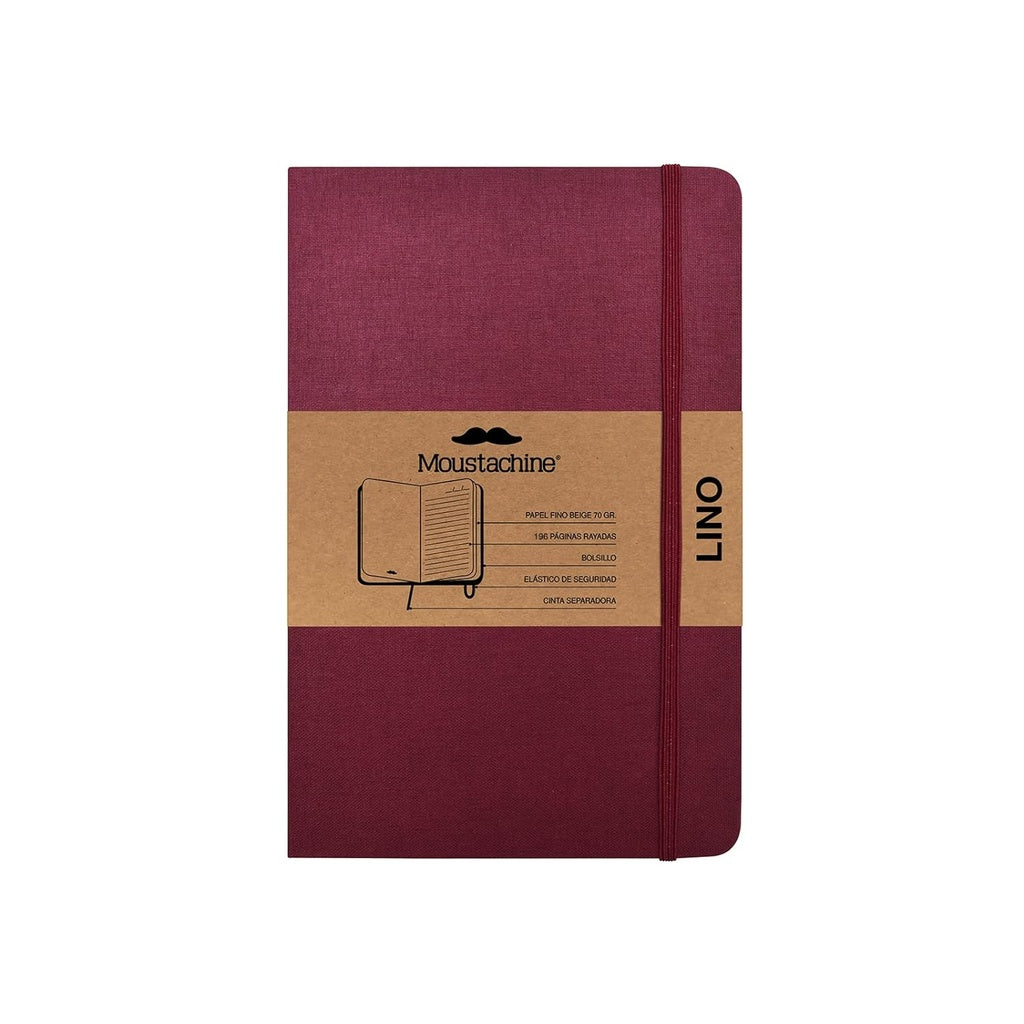 Moustachine classic linen hardcover - Burgundy lined pocket