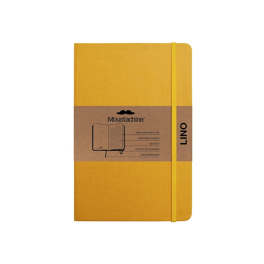 Moustachine classic linen hardcover - Sunflower yellow lined pocket
